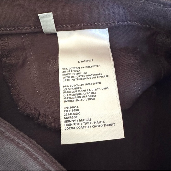 L'AGENCE Margot Coated High-Rise Skinny Jeans Cocoa Sz 27 - Picture 5 of 11